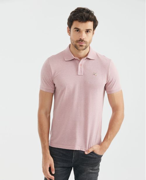 Camiseta de Hombre Tipo Polo, Slim Fit Manga Corta - Efecto Jaspe