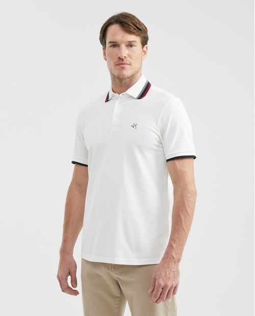 Camiseta de Hombre Tipo Polo, Slim Fit Manga Corta - Tejidos a Rayas