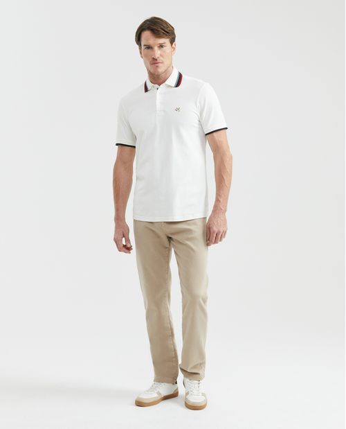 Camiseta de Hombre Tipo Polo, Slim Fit Manga Corta - Tejidos a Rayas