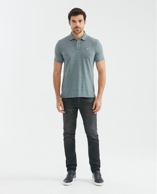 Camiseta de Hombre Tipo Polo, Slim Fit Manga Corta - Efecto Jaspe