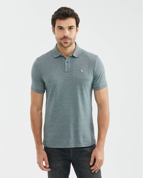 Camiseta de Hombre Tipo Polo, Slim Fit Manga Corta - Efecto Jaspe