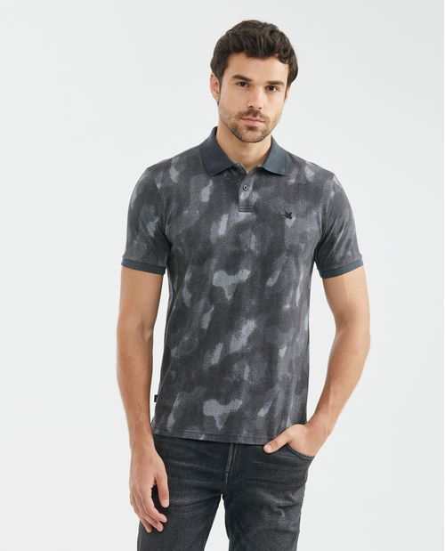 Camiseta de Hombre Tipo Polo, Slim Fit Manga Corta - Maxi Print Camuflado