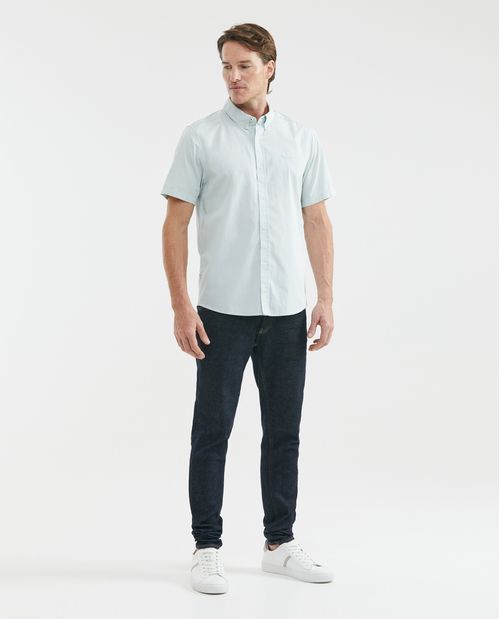 Camisa de Hombre, Slim Fit Manga Corta - Cuello Button Down