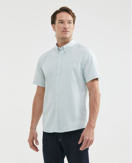 Camisa de Hombre, Slim Fit Manga Corta - Cuello Button Down