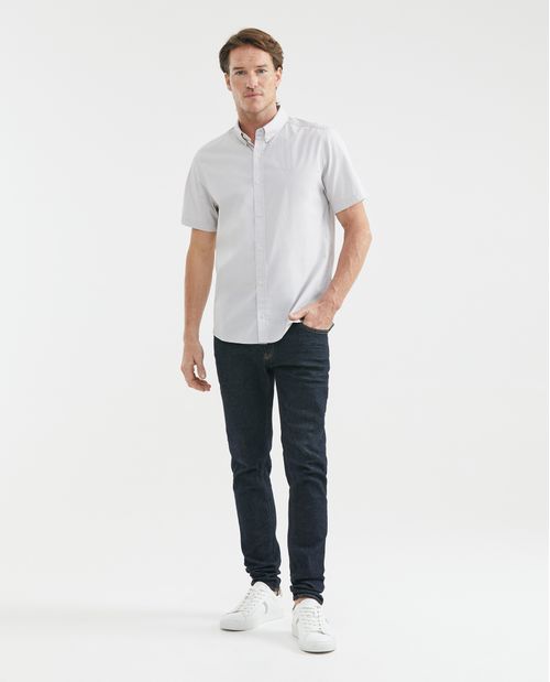 Camisa de Hombre, Slim Fit Manga Corta - Cuello Button Down