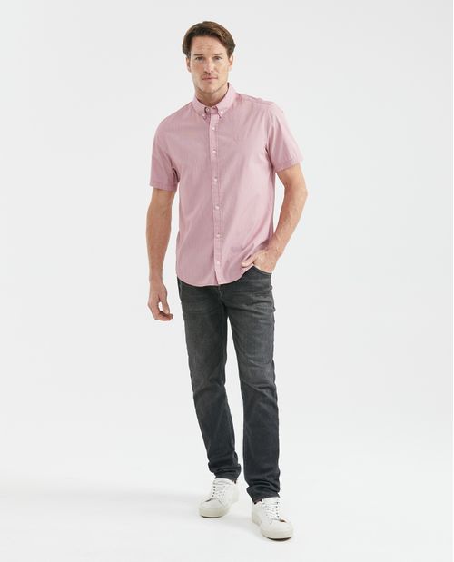 Camisa de Hombre, Slim Fit Manga Corta - Cuello Button Down