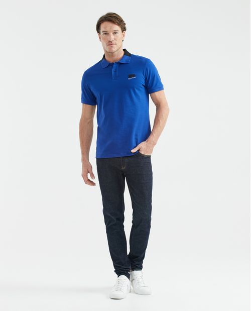 Camiseta de Hombre Tipo Polo, Slim Fit Manga Corta - TOGS Cuello Bloque de Color