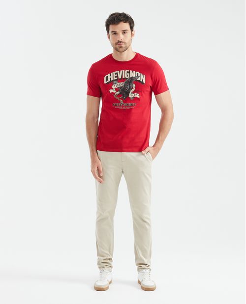Camiseta Gráfica de Hombre, Slim Fit Cuello Redondo - Estampación Textil