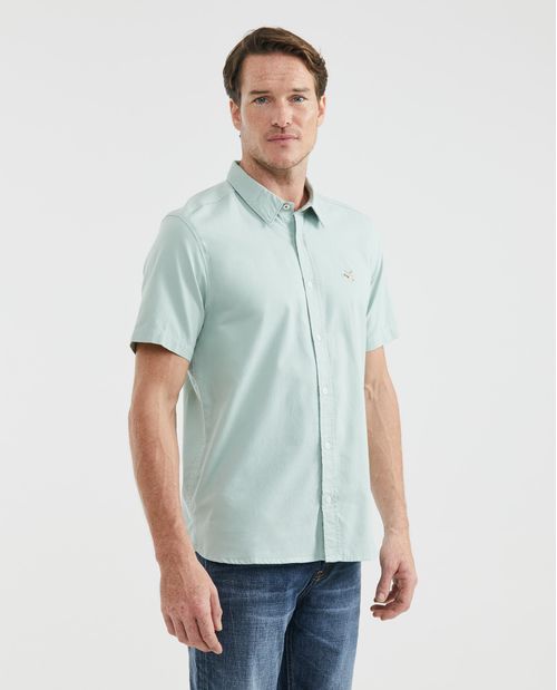 Camisa de Hombre, Slim Fit Manga Corta - Oxford 100% Algodón