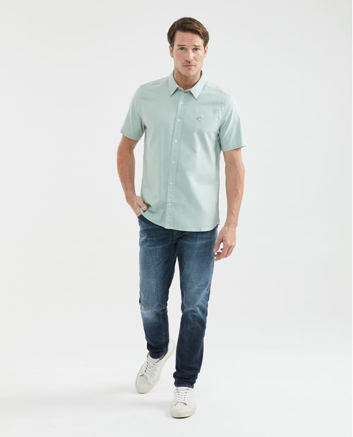 Camisa de Hombre, Slim Fit Manga Corta - Oxford 100% Algodón
