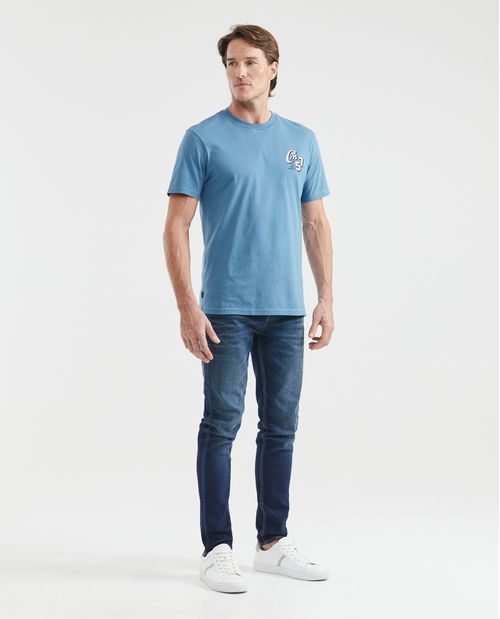 Camiseta Gráfica de Hombre, Slim Fit Cuello Redondo - Gráficos en Frente y Espalda
