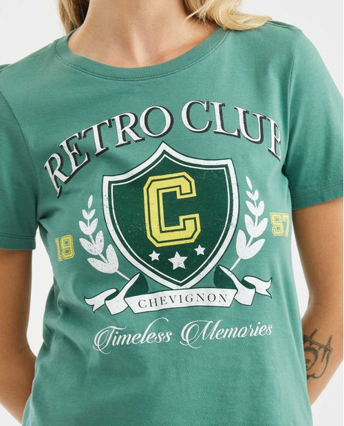Camiseta Gráfica de Mujer, Manga Corta Cuello Redondo - Gráfico Frontal Estampado