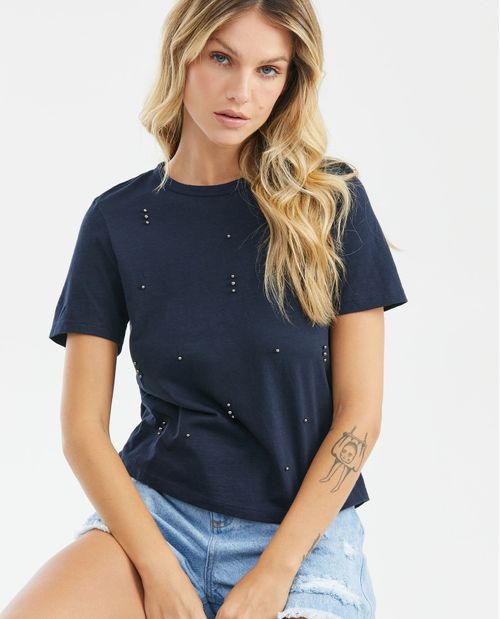 Camiseta de Mujer, Manga Corta Cuello Redondo - Piedras en Frente