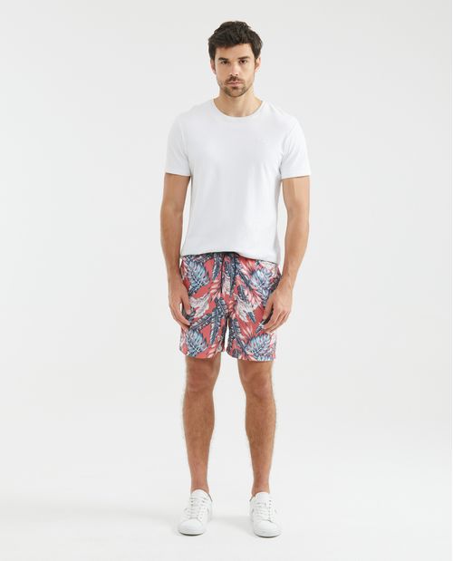 Pantaloneta de Baño Para Hombre, Regular Fit - Print Hojas Tropicales