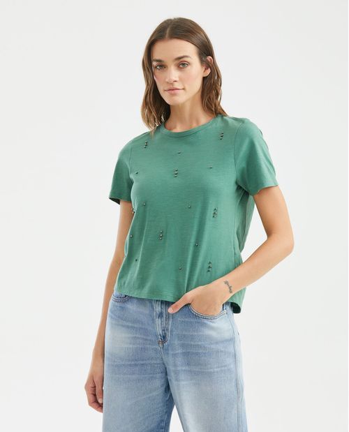 Camiseta de Mujer, Manga Corta Cuello Redondo - Piedras en Frente