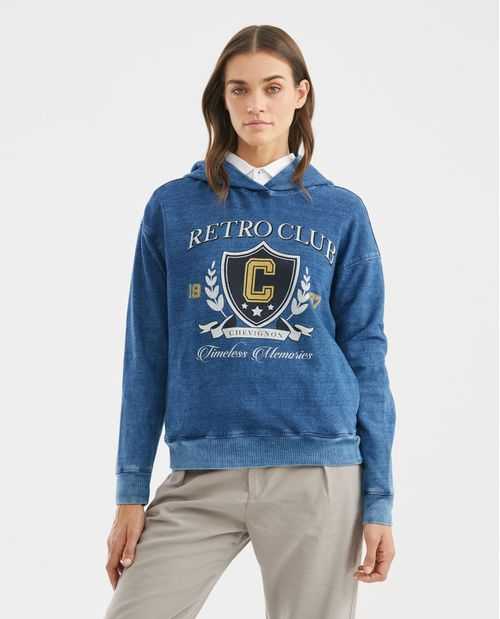 Buzo de Mujer, Cerrado con Capucha - Gráfico Frontal Varsity