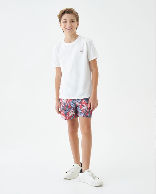 Pantaloneta de Baño Para Niño, Regular Fit - Estampado Hojas