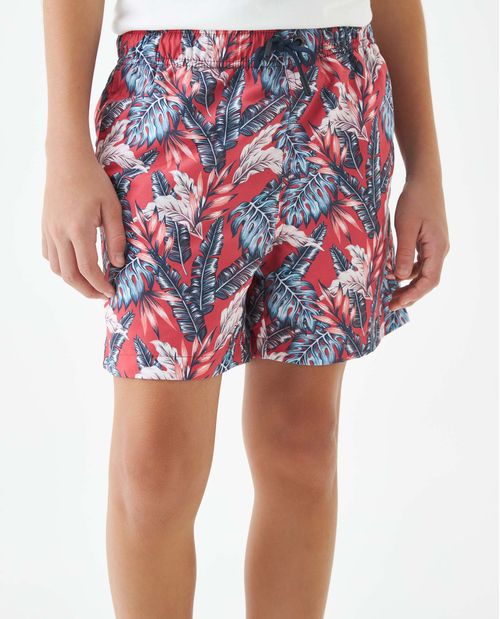Pantaloneta de Baño Para Niño, Regular Fit - Estampado Hojas