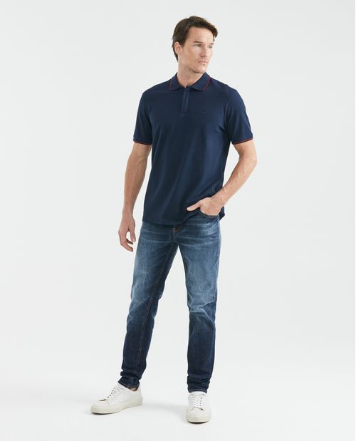 Camiseta de Hombre Tipo Polo, Classic Fit Manga Corta - Perilla con Cierre
