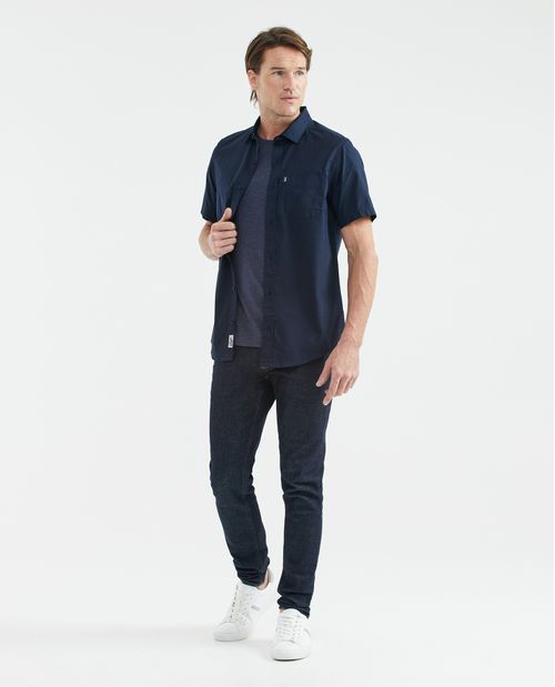 Camisa de Hombre, Slim Fit Manga Corta - Básica con Bolsillo