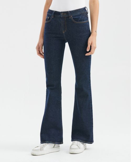 Jean de Mujer High Rise, Cosmo, Bota Flare - Azul Oscuro