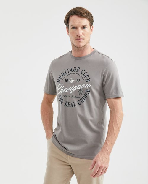 Camiseta Gráfica de Hombre, Classic Fit Cuello Redondo - Estampación Textil