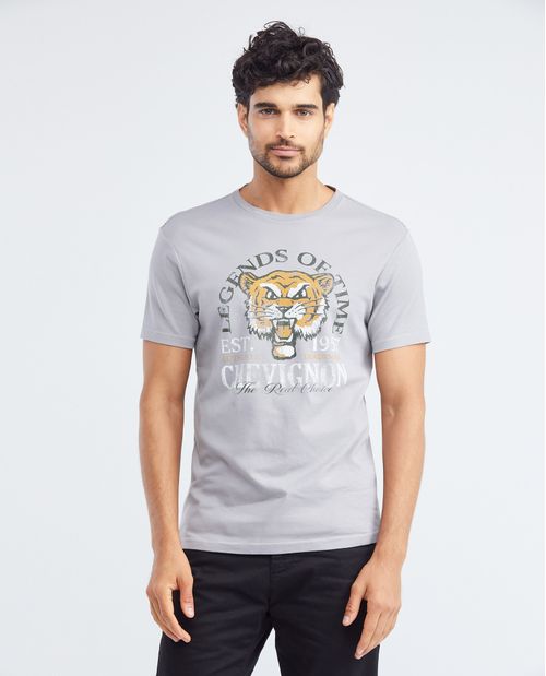 Camiseta Gráfica de Hombre, Slim Fit Cuello Redondo - Estampación Textil