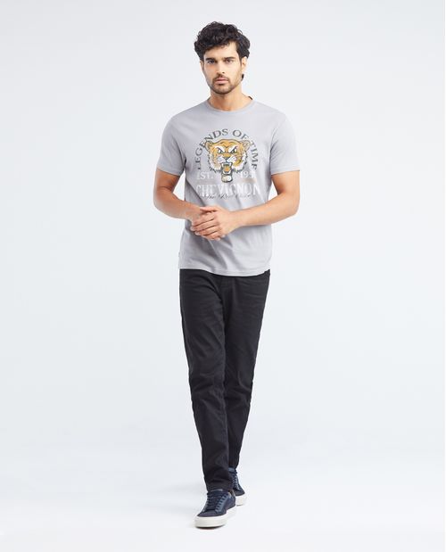 Camiseta Gráfica de Hombre, Slim Fit Cuello Redondo - Estampación Textil