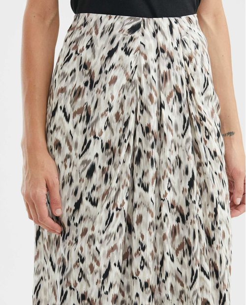 Falda, Silueta Recta, Tiro Alto Largo Midi - Animal Print