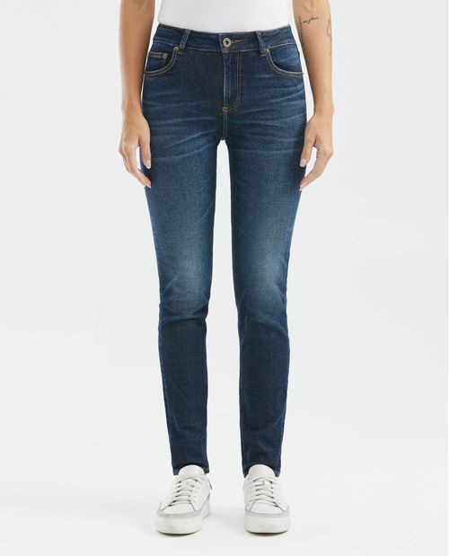 Jean de Mujer High Rise, Cosmo, Bota Skinny - Azul Oscuro Vintage