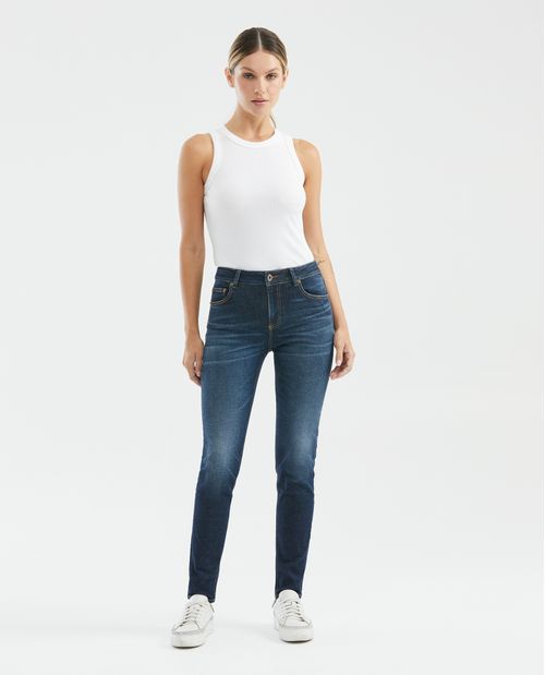 Jean de Mujer High Rise, Cosmo, Bota Skinny - Azul Oscuro Vintage