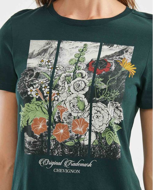 Camiseta Gráfica de Mujer, Manga Corta Cuello Redondo - Gráfico Frontal Estampado