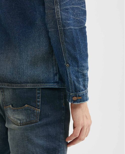 Chaqueta de Hombre en Denim, Tipo Militar Straight Fit - Heritage Azul Ultra Oscuro