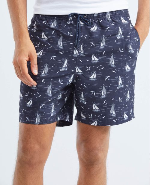 Pantaloneta de Baño Para Hombre, Regular Fit - Estampación Barcos