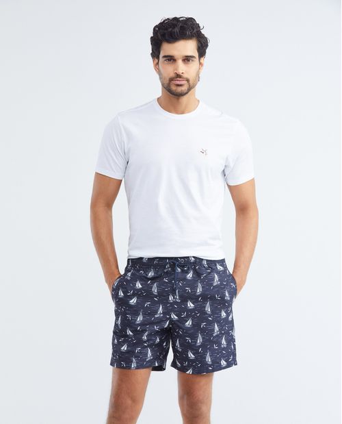 Pantaloneta de Baño Para Hombre, Regular Fit - Estampación Barcos