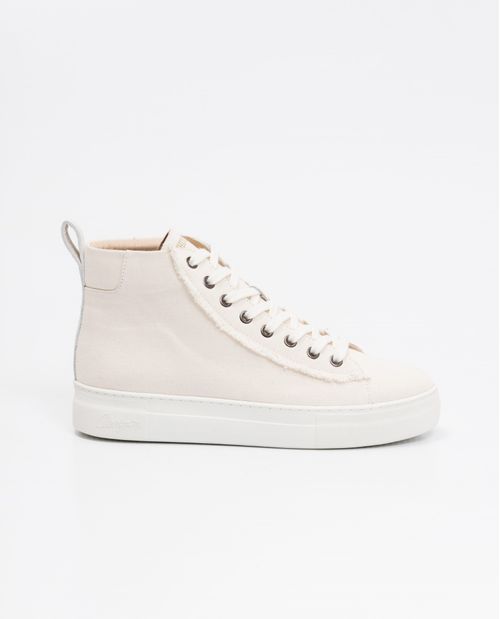Tenis de Mujer en Cuero, Caña Alta Tipo Botín Horma Redondeada - Canvas y Cuero Anilina