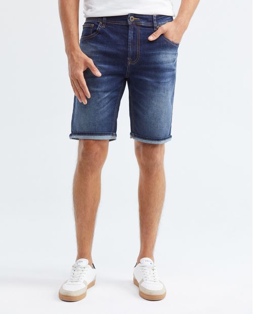 Bermuda de Hombre en Denim, Straight Fit - Azul Oscuro