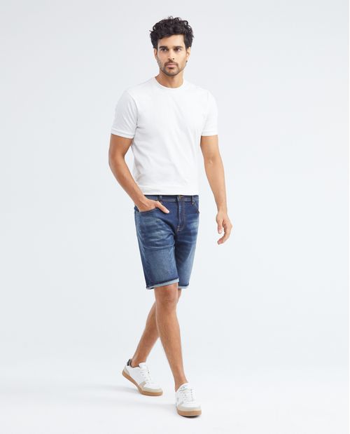 Bermuda de Hombre en Denim, Straight Fit - Azul Oscuro