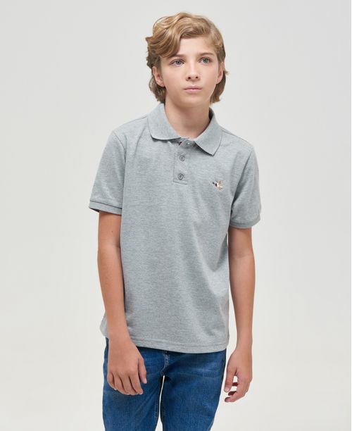 Camiseta de Niño Tipo Polo, Straight Fit Manga Corta - Fondo Entero Jaspe