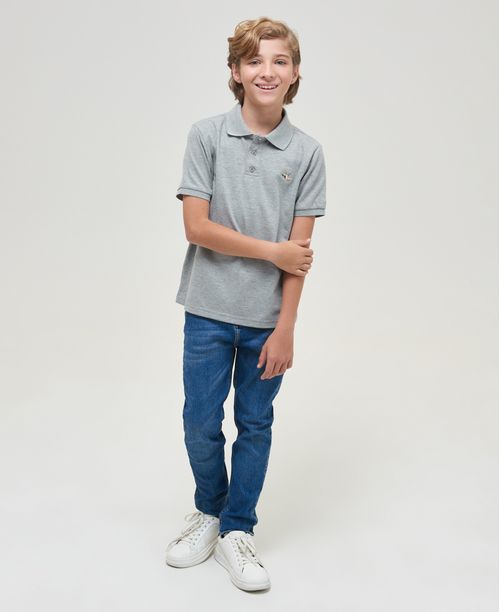 Camiseta de Niño Tipo Polo, Straight Fit Manga Corta - Fondo Entero Jaspe