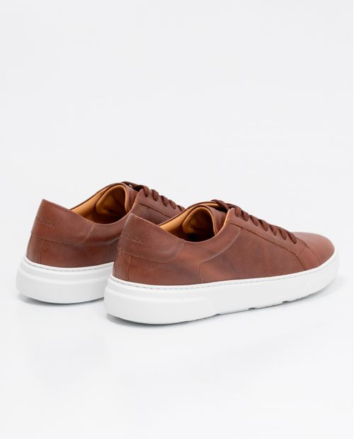 Tenis de Hombre en Cuero, Caña Baja Horma Básica Estilizada - Cuero Anilina Liso