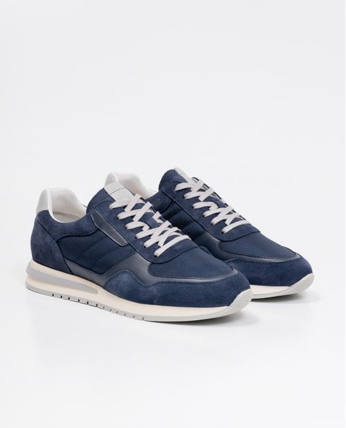 Tenis de Hombre, Estilo Runner - Cuero Gamuzado, Cuero Anilina y Material Textil