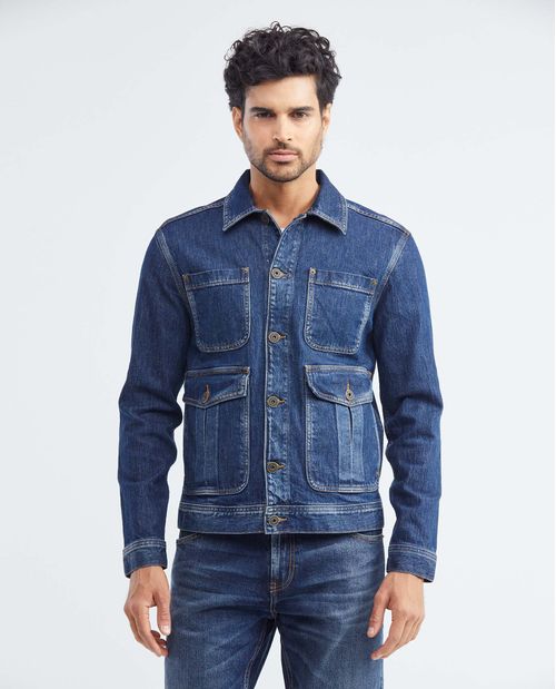 Chaqueta de Hombre en Denim, Tipo Trucker Straight Fit - Azul Ultra Oscuro Chevignon Earth