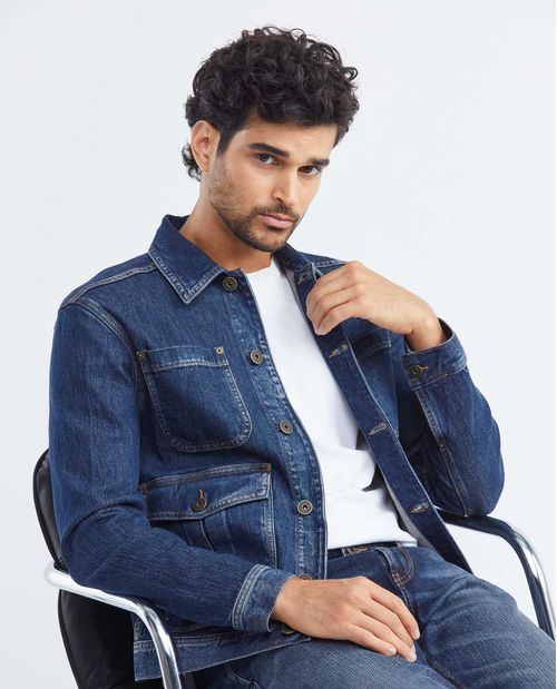 Chaqueta de Hombre en Denim, Tipo Trucker Straight Fit - Azul Ultra Oscuro Chevignon Earth