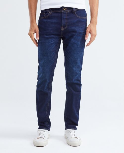 Jean de Hombre Slim Fit, Famous, Bota Slim - Azul Oscuro