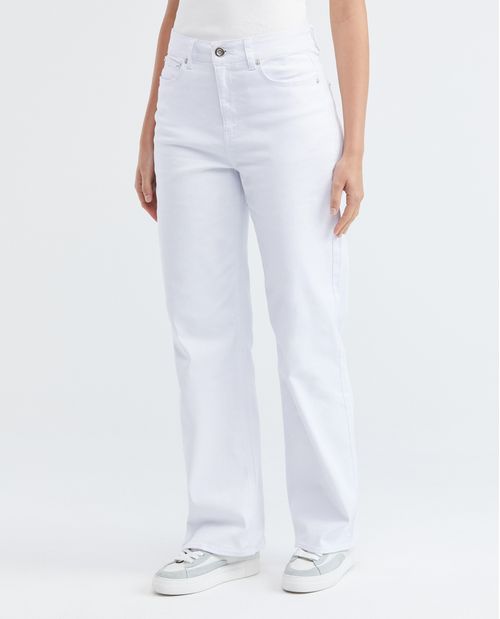 Jean de Mujer Wide Leg, Bota Relaxed - Blanco