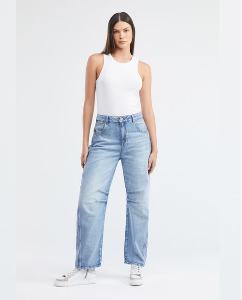 Jean de Mujer Ballon Leg, Bota Relaxed - Azul Claro