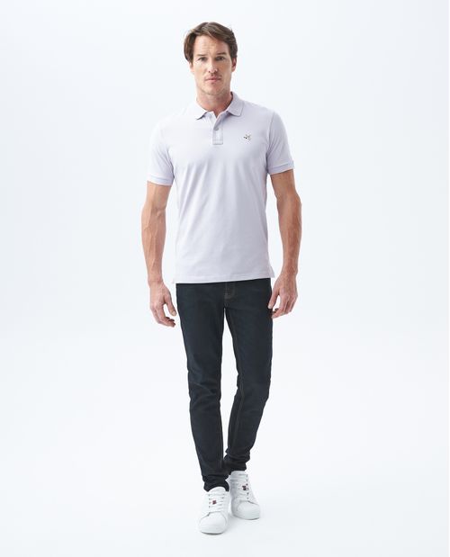 Camiseta de Hombre Tipo Polo, Slim Fit Manga Corta - Piqué Algodón + Elastano