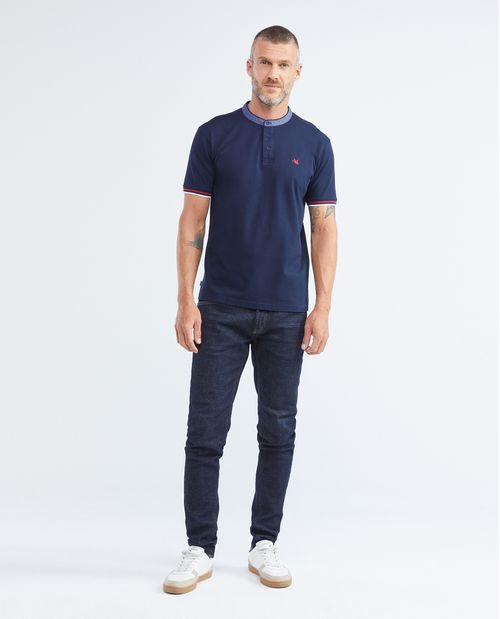 Camiseta de Hombre Tipo Polo, Slim Fit Manga Corta - Cuello Nerú