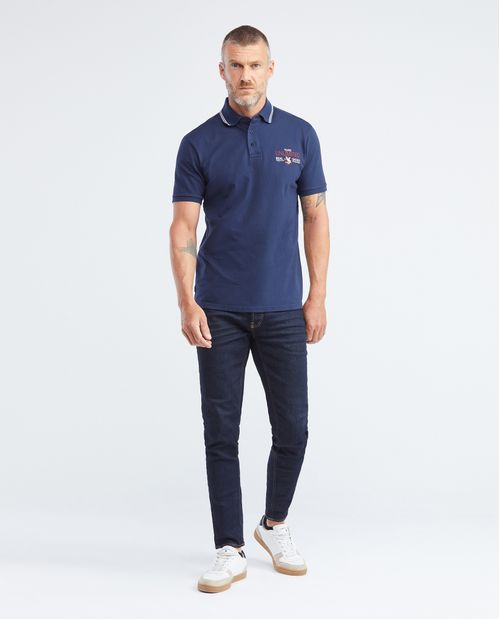 Camiseta de Hombre Tipo Polo, Classic Fit Manga Corta - Aplique Heritage